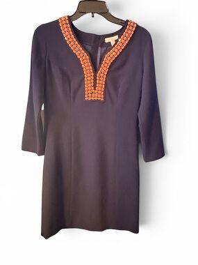 Lilly Pulitzer Dress with Orange Beaded V-Neck Size 2